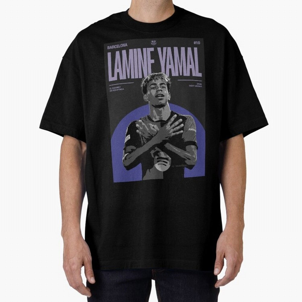 Lamine Yamal Barcelona Poster HD Premium T-Shirt Celebrate Every Goal in FIFA World Cup 2026 Spirit, Featuring Spain, Messi and Cristiano Ronaldo, Global Supporter Spirit, Legendary Goals, National Colors and Tournament Celebration; Perfect for
