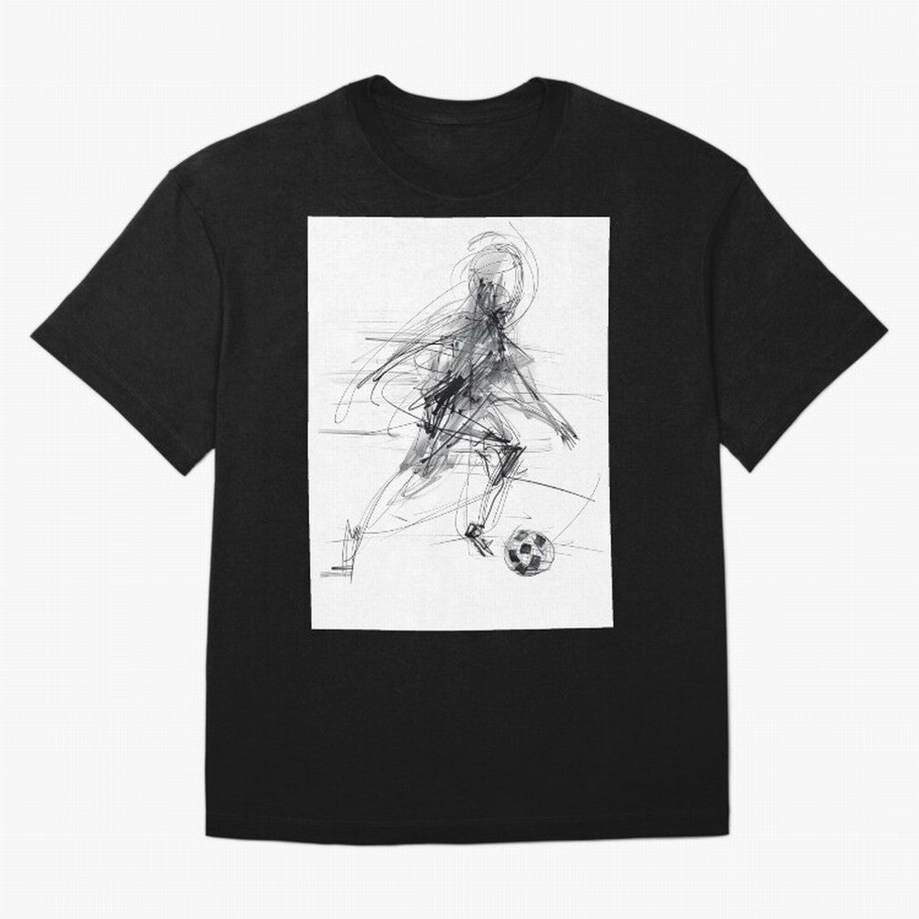 Abstract Soccer Player Sketch ¡ª Minimal Line Art Design Premium T-Shirt Build FIFA World Cup 2026 Group Stage Spirit, Filled with England and Germany, Haaland, Stadium Memories, Football Loyalty, International Chants and Championship Tradition;