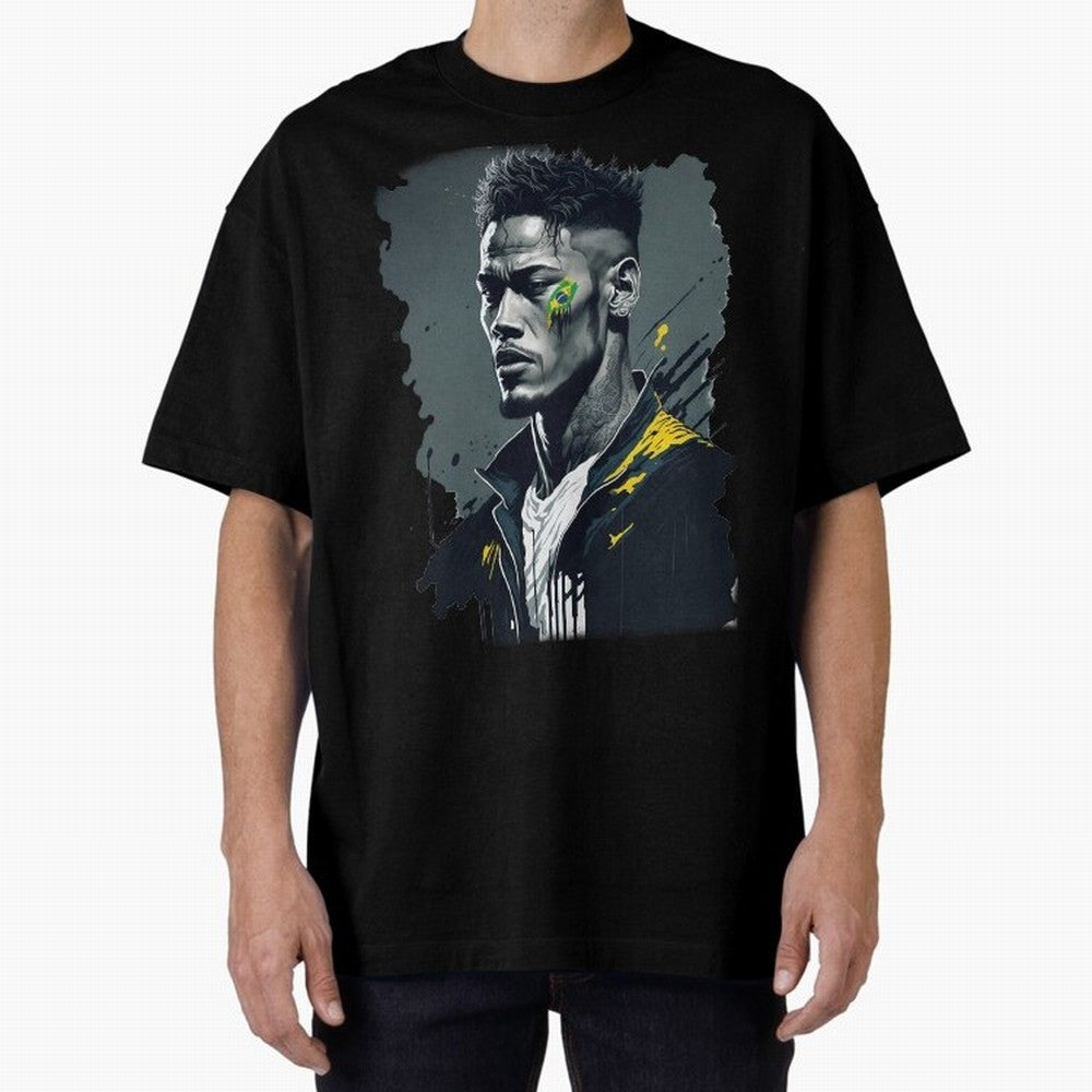 Neymar Jr. splash art Oversized T-Shirt Mark the FIFA World Cup 2026 Group Stage Journey through Cristiano Ronaldo, Haaland and CR7 Highlights, Brazil, Portugal and Argentina Pride, Vintage Soccer Flavor, Modern Football Stars, National Flags and