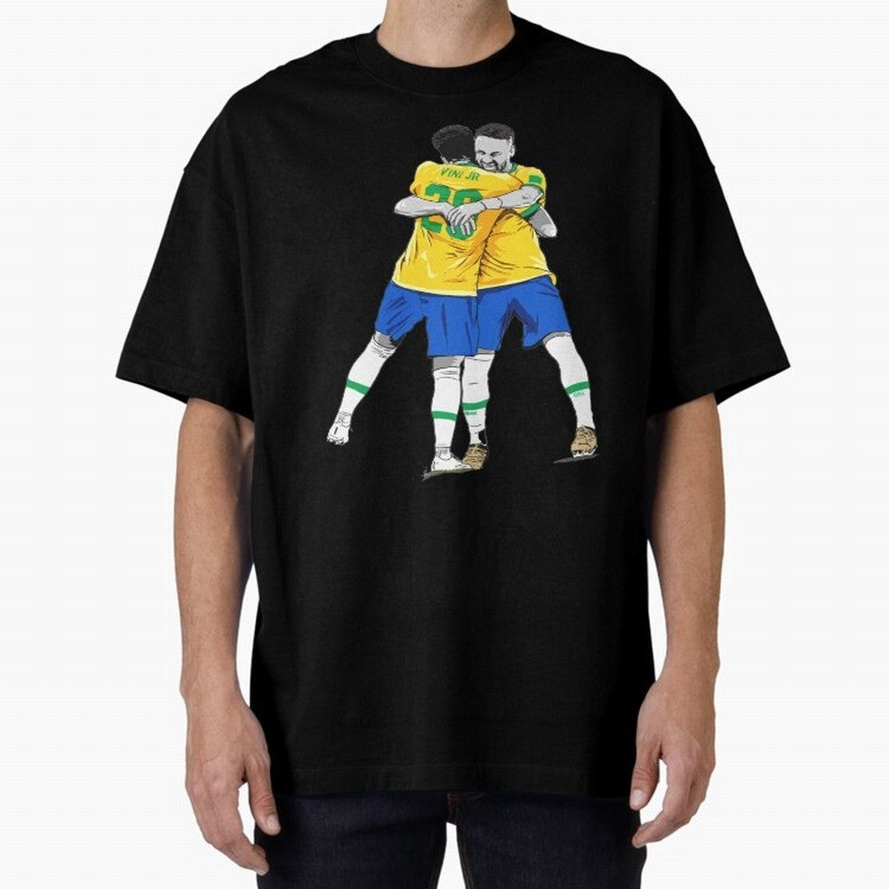 BRAZIL Neymar Jr and Vini Jr World Cup Celebration Classic T-Shirt Represent FIFA World Cup 2026 Spirit, Highlighting Argentina and Brazil, Messi, CR7 and Mbappe, Vintage Soccer Flavor, Modern Football Stars, National Flags and Final Night Emotion;