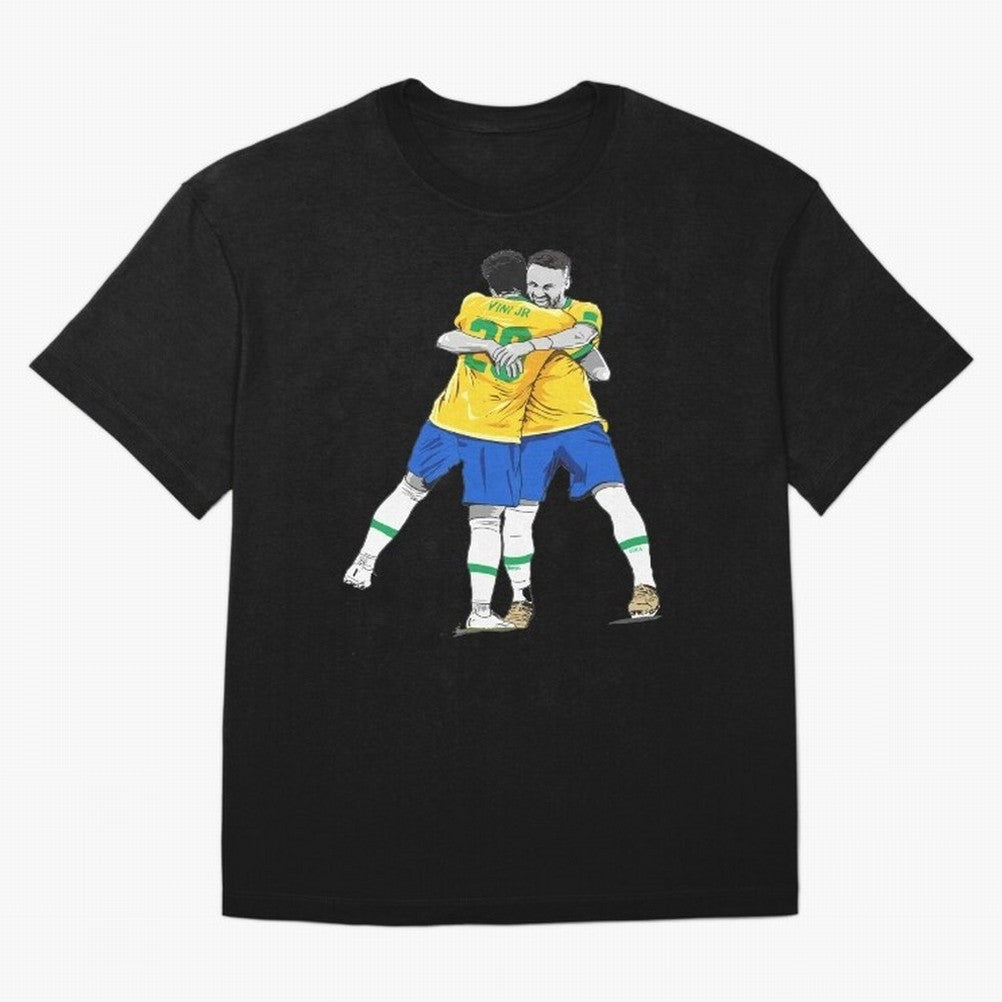 BRAZIL Neymar Jr and Vini Jr World Cup Celebration Classic T-Shirt Represent FIFA World Cup 2026 Spirit, Highlighting Argentina and Brazil, Messi, CR7 and Mbappe, Vintage Soccer Flavor, Modern Football Stars, National Flags and Final Night Emotion;