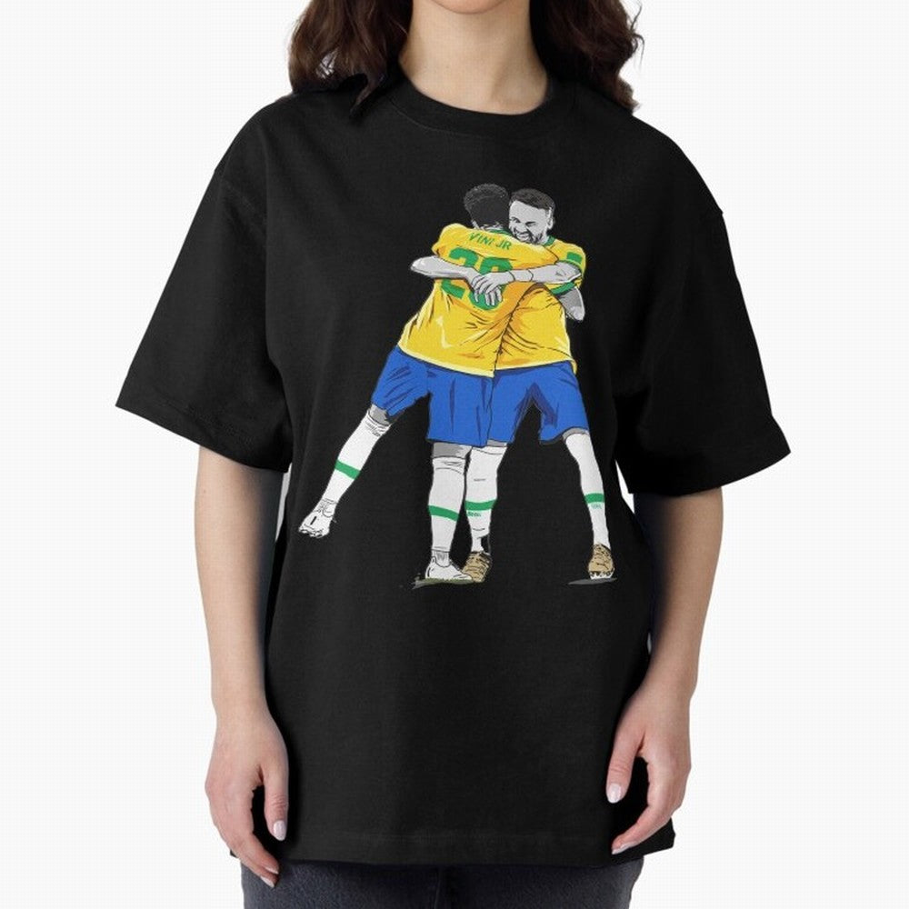 BRAZIL Neymar Jr and Vini Jr World Cup Celebration Classic T-Shirt Represent FIFA World Cup 2026 Spirit, Highlighting Argentina and Brazil, Messi, CR7 and Mbappe, Vintage Soccer Flavor, Modern Football Stars, National Flags and Final Night Emotion;