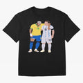 Messi and Neymar Copa America Friends Oversized T-Shirt Honor Football Greatness during FIFA World Cup 2026 Group Stage Spirit, Celebrating Netherlands, CR7, Vintage Soccer Flavor, Modern Football Stars, National Flags and Final Night Emotion;