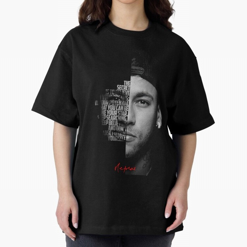 Black and white Neymar Jr quote. Oversized T-Shirt Build FIFA World Cup 2026 USA Canada Mexico for Fans of Haaland and Mbappe and England, France and Netherlands, Bringing Football History, Final Match Energy, Crowd Noise and Once in a Lifetime