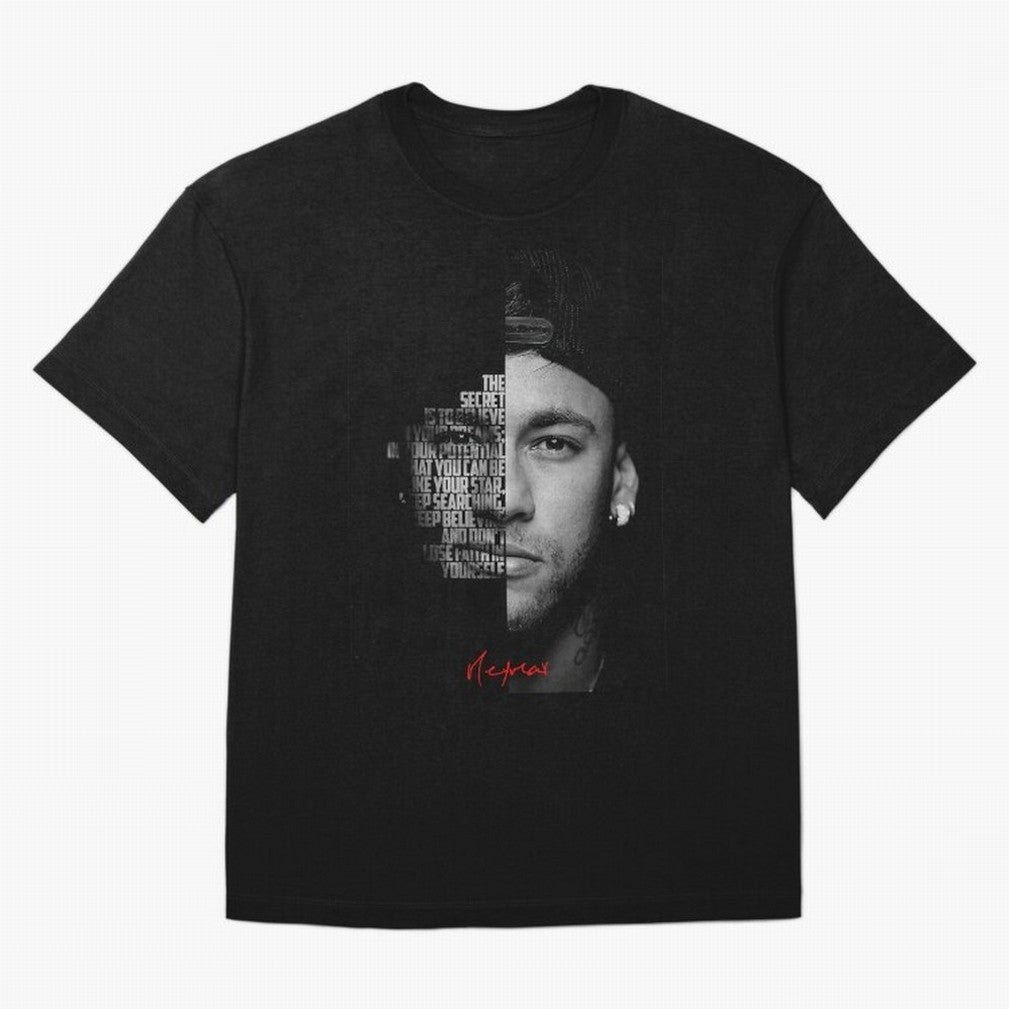 Black and white Neymar Jr quote. Oversized T-Shirt Build FIFA World Cup 2026 USA Canada Mexico for Fans of Haaland and Mbappe and England, France and Netherlands, Bringing Football History, Final Match Energy, Crowd Noise and Once in a Lifetime