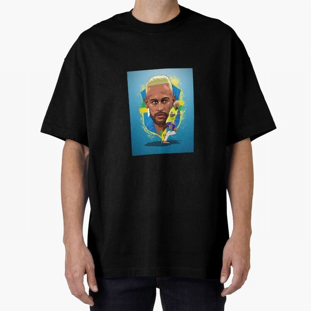 neymar art - neymar illustration T Shirt Oversized T-Shirt Remember Iconic Moments from FIFA World Cup 2026 USA Canada Mexico Spirit, Inspired by Brazil, Messi and Cristiano Ronaldo, Tournament Hype, Historic Matchups, Family Viewing Parties and