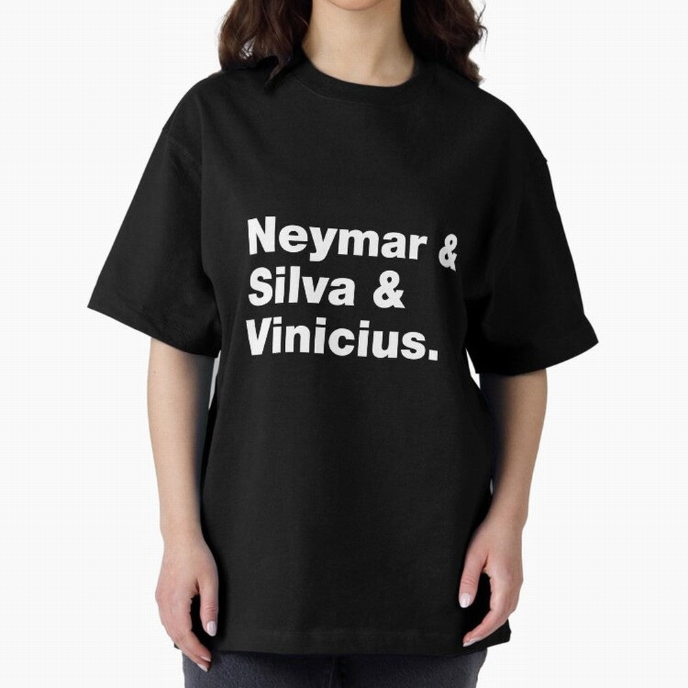Neymar + Silva + Vinicius - Brazil Brazilian World Cup Squad Team Players Football Soccer Qatar WC 22 Oversized T-Shirt Join Supporters Worldwide for Global Football Passion for FIFA World Cup 2026 USA Canada Mexico, Inspired by Cristiano Ronaldo,