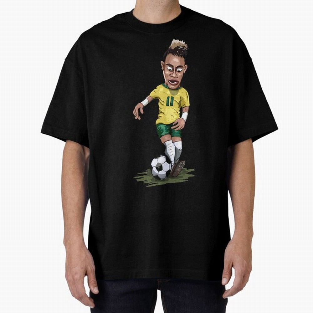 Mascot Cartoon Neymar Football Player Brazil Classic T-Shirt Relive the Noise and Pride of Match Day Hype around FIFA World Cup 2026 USA Canada Mexico, Messi, CR7 and Mbappe, Argentina and Brazil, Retro Football Energy, Iconic Rivalries, Trophy