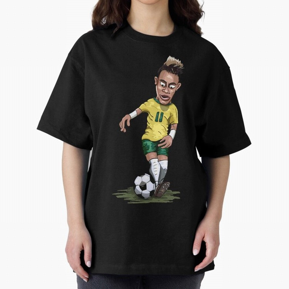 Mascot Cartoon Neymar Football Player Brazil Classic T-Shirt Relive the Noise and Pride of Match Day Hype around FIFA World Cup 2026 USA Canada Mexico, Messi, CR7 and Mbappe, Argentina and Brazil, Retro Football Energy, Iconic Rivalries, Trophy