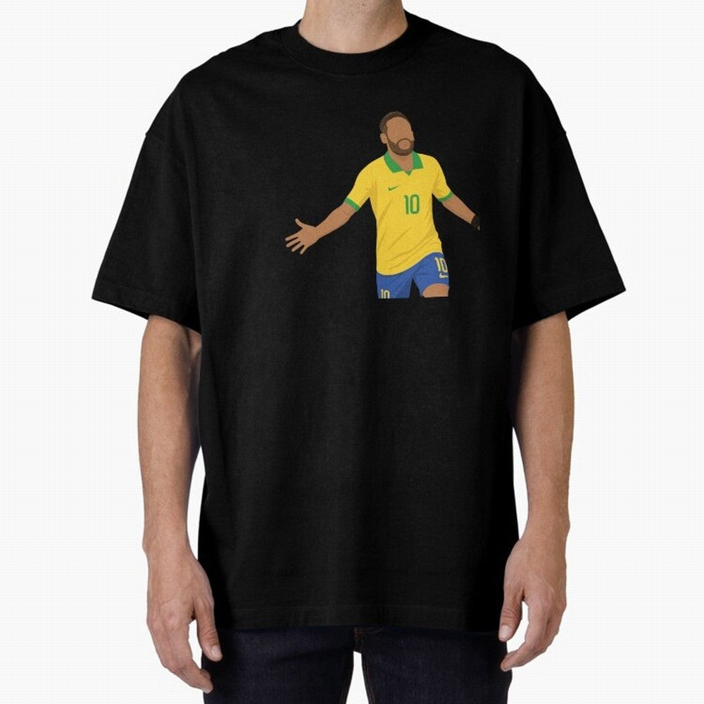Neymar Jr in Yellow Glory Sticker Oversized T-Shirt Relive the Noise and Pride of the FIFA World Cup 2026 Journey through Messi, Neymar and Mbappe Highlights, England, France and Netherlands Pride, Vintage Soccer Flavor, Modern Football Stars,