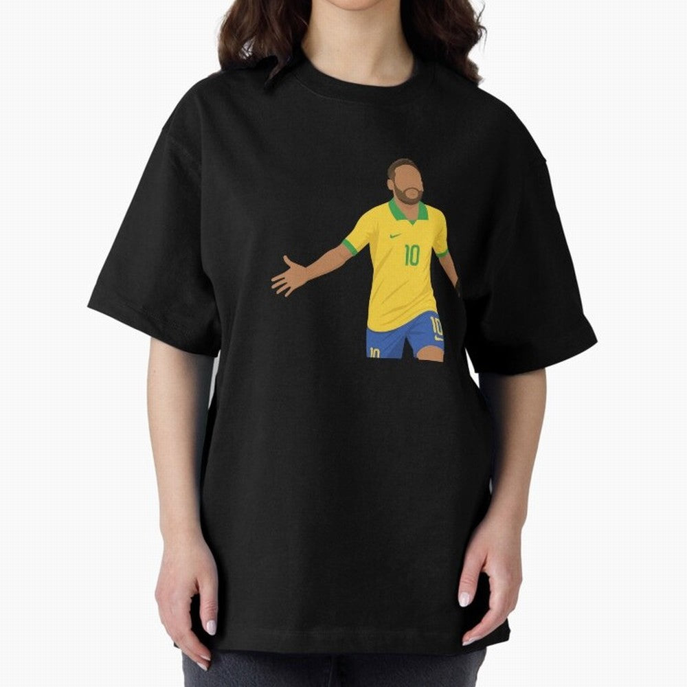 Neymar Jr in Yellow Glory Sticker Oversized T-Shirt Relive the Noise and Pride of the FIFA World Cup 2026 Journey through Messi, Neymar and Mbappe Highlights, England, France and Netherlands Pride, Vintage Soccer Flavor, Modern Football Stars,