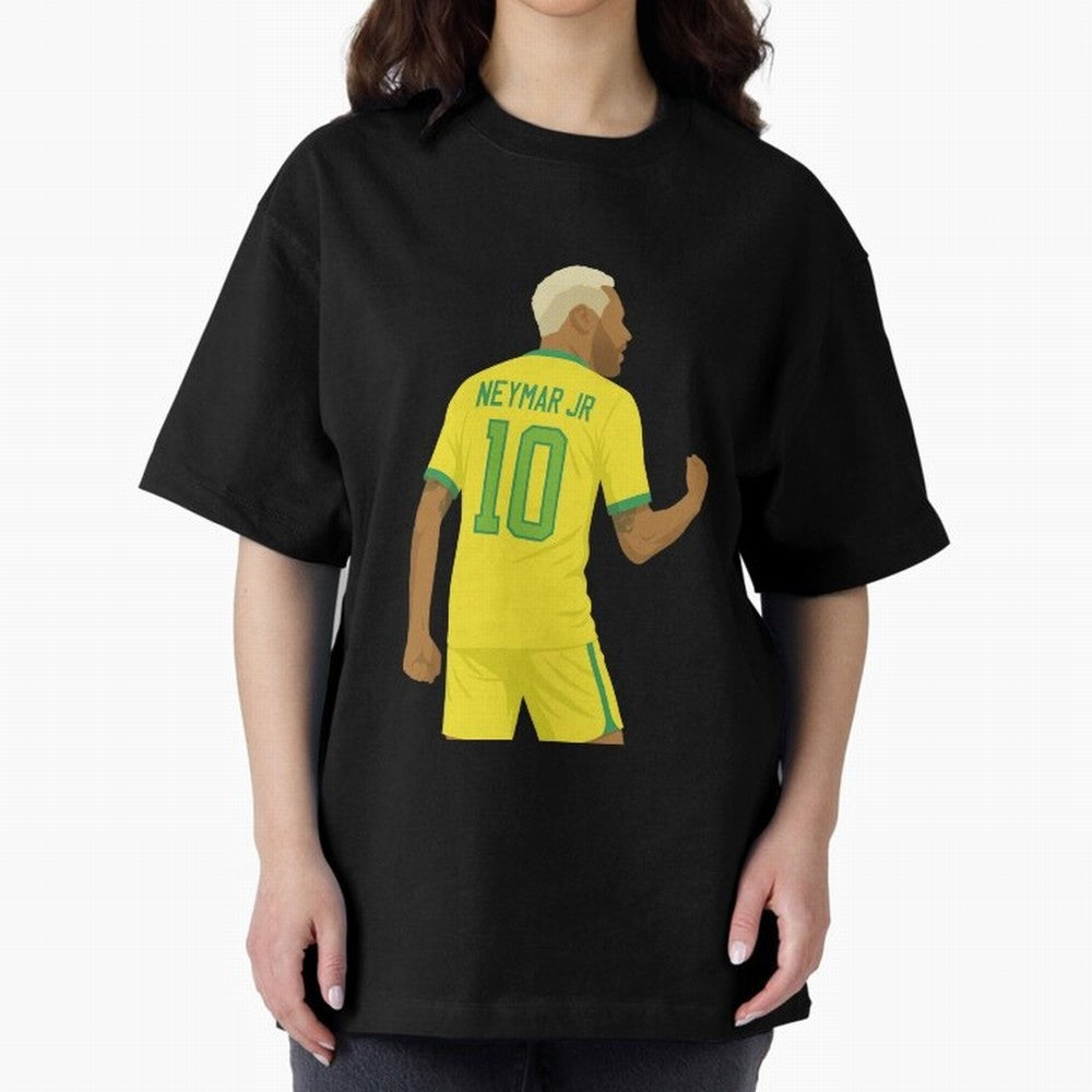 Neymar Jr in Yellow Glory Sticker Oversized T-Shirt Celebrate Fan Culture around FIFA World Cup 2026 USA Canada Mexico Spirit, Capturing France and Portugal, Messi, Stadium Memories, Football Loyalty, International Chants and Championship