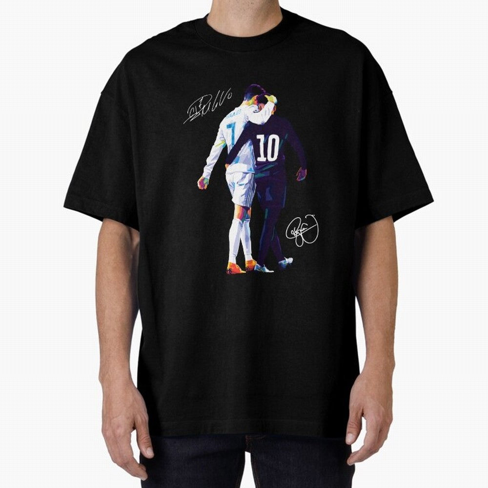 Cristiano Ronaldo and Neymar Jr Wpap Art Oversized T-Shirt Celebrate Soccer Greatness during FIFA World Cup 2026 USA Canada Mexico Connected to Cristiano Ronaldo, Haaland and CR7, Argentina and Brazil Energy, Worldwide Fan Energy, Dramatic Goals,