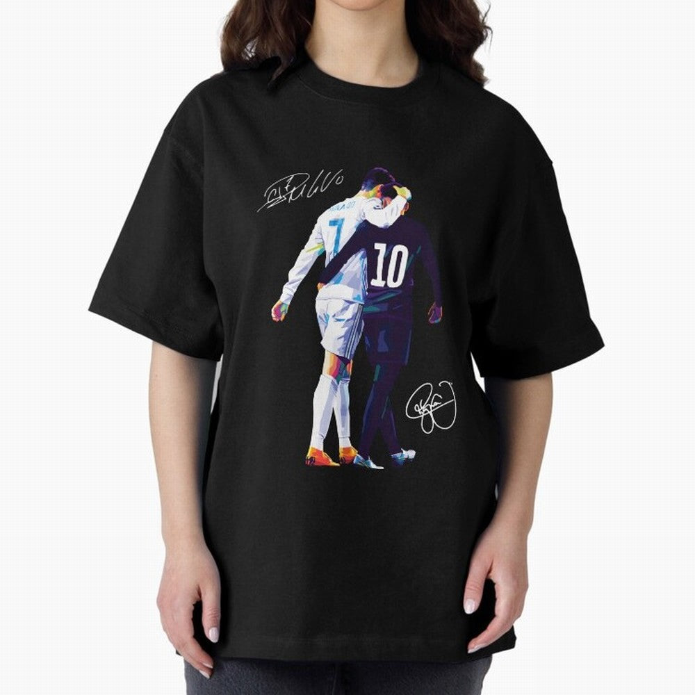 Cristiano Ronaldo and Neymar Jr Wpap Art Oversized T-Shirt Celebrate Soccer Greatness during FIFA World Cup 2026 USA Canada Mexico Connected to Cristiano Ronaldo, Haaland and CR7, Argentina and Brazil Energy, Worldwide Fan Energy, Dramatic Goals,