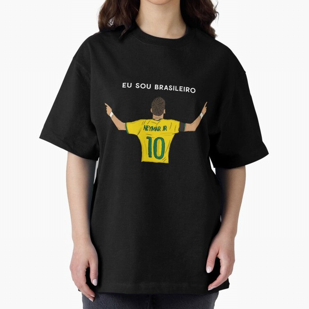 Neymar Jr Brazil Oversized T-Shirt Honor the Beautiful Game during Global Football Passion for FIFA World Cup 2026 Group Stage, Highlighting CR7 and Messi, Brazil, Champion Mindset, Group Stage Buzz, Knockout Tension and Passionate Fan Culture;