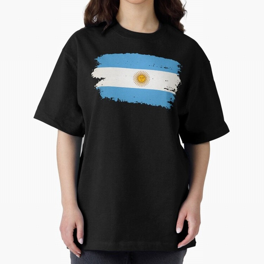 ARGENTINIAN FLAG PRINT Oversized T-Shirt Celebrate Unforgettable Nights in FIFA World Cup 2026 Spirit, Inspired by Argentina, France and Brazil, Cristiano Ronaldo, Stadium Memories, Football Loyalty, International Chants and Championship Tradition;