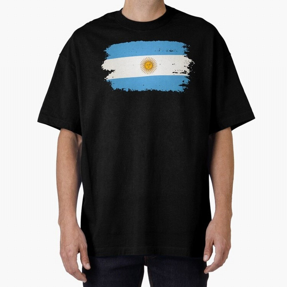 ARGENTINIAN FLAG PRINT Oversized T-Shirt Celebrate Unforgettable Nights in FIFA World Cup 2026 Spirit, Inspired by Argentina, France and Brazil, Cristiano Ronaldo, Stadium Memories, Football Loyalty, International Chants and Championship Tradition;