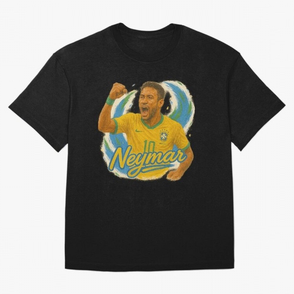 Neymar Brazil Art ¨C Dynamic Football Superstar Tribute Design	 Oversized T-Shirt Enjoy Global Football Passion for FIFA World Cup 2026, Celebrating Messi, England, Supporter Pride, Iconic Celebrations, Legendary Names and Global Match Day Energy;
