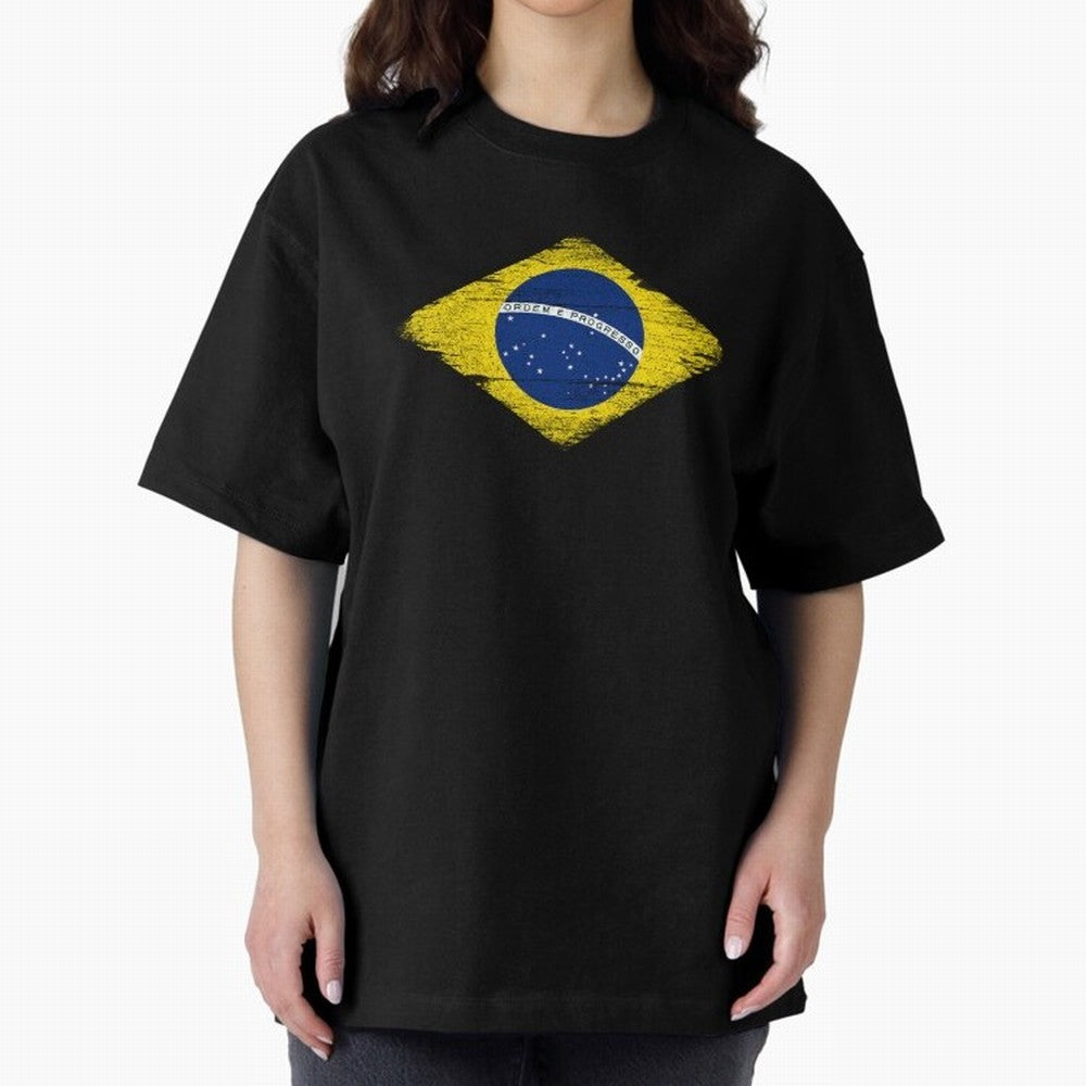 Brazil Flag Design Oversized T-Shirt Bring World Football Passion into Global Football Passion for FIFA World Cup 2026 Group Stage, Featuring Mbappe and Neymar, Argentina and Brazil, Classic Soccer Heritage, Championship Pressure, Fan Loyalty and
