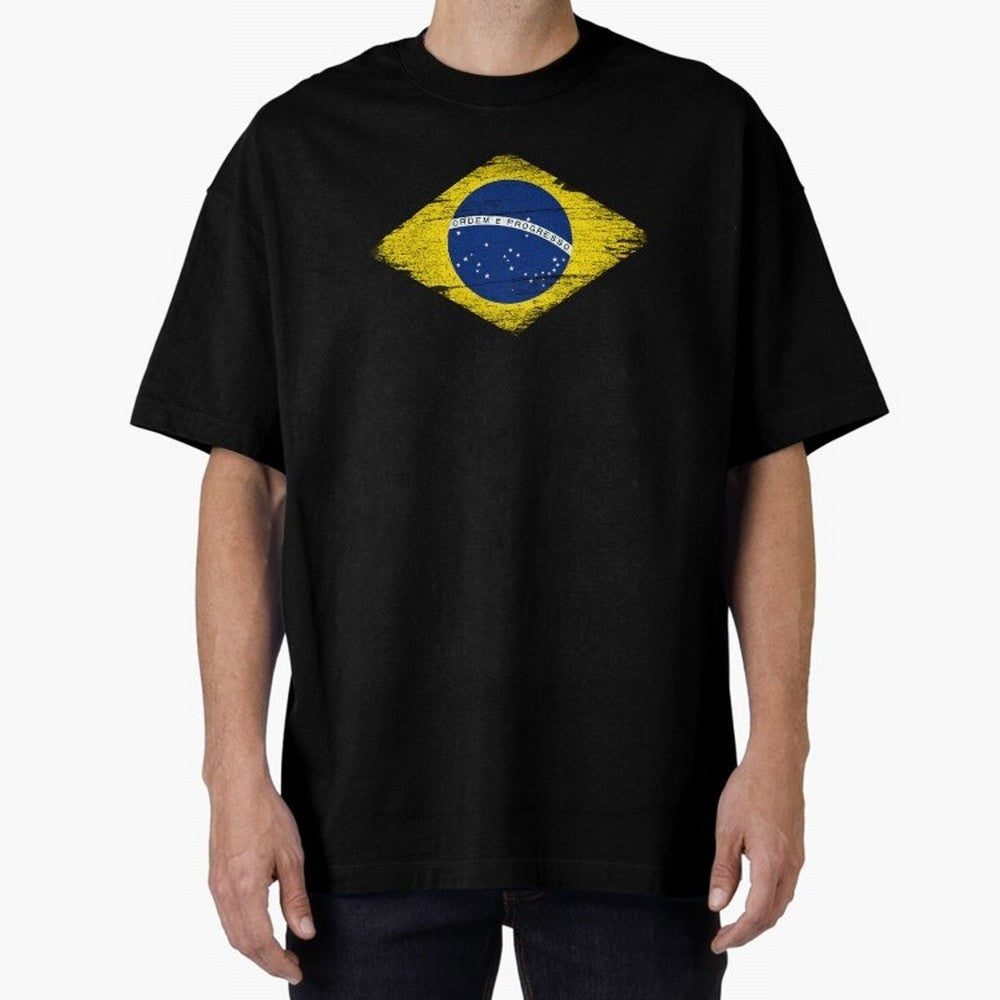 Brazil Flag Design Oversized T-Shirt Bring World Football Passion into Global Football Passion for FIFA World Cup 2026 Group Stage, Featuring Mbappe and Neymar, Argentina and Brazil, Classic Soccer Heritage, Championship Pressure, Fan Loyalty and