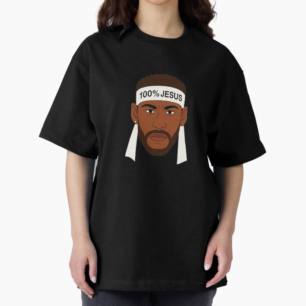 100% JESUS Neymar Inspired Minimalist Art Oversized T-Shirt Bring World Football Passion into Global Football Passion for FIFA World Cup 2026 Group Stage, Capturing Haaland and Mbappe, Argentina and Brazil, Football Festival Excitement, Trophy