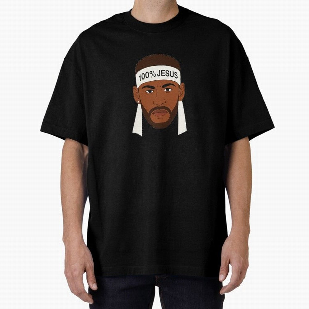 100% JESUS Neymar Inspired Minimalist Art Oversized T-Shirt Bring World Football Passion into Global Football Passion for FIFA World Cup 2026 Group Stage, Capturing Haaland and Mbappe, Argentina and Brazil, Football Festival Excitement, Trophy