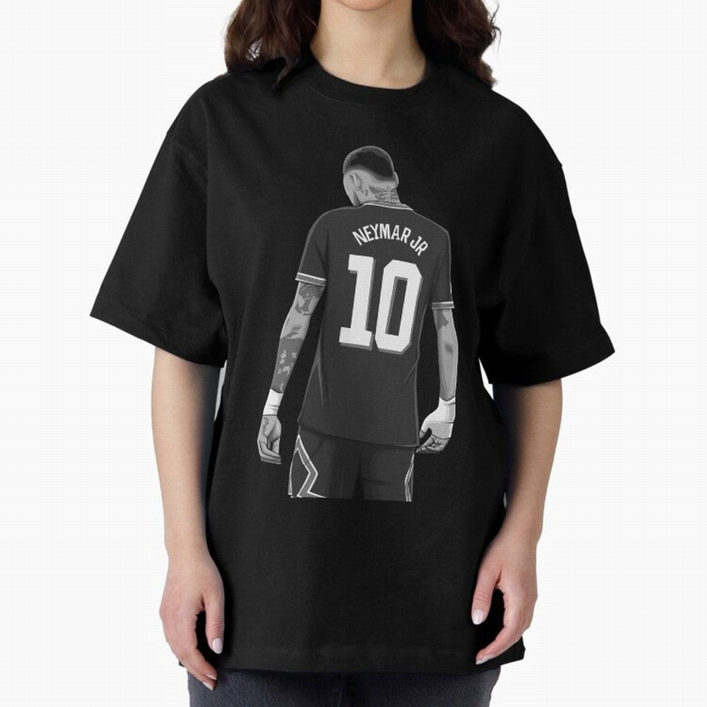 Neymar Jr Black and White Version Oversized T-Shirt Celebrate Golden Goal Energy in Global Football Passion for FIFA World Cup 2026, Celebrating CR7 and Messi, Portugal, Soccer Culture, Superstar Moments, National Team Dreams and Competitive Fire;