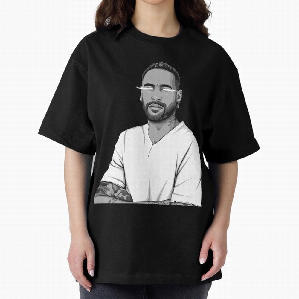 Neymar Jr. Black and White Version Oversized T-Shirt Represent Fans Who Live for the FIFA World Cup 2026 Group Stage Journey through Cristiano Ronaldo, Haaland and CR7 Highlights, France Pride, Stadium Memories, Football Loyalty, International