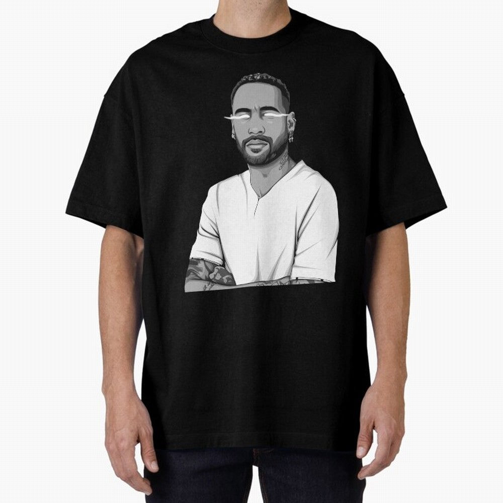 Neymar Jr. Black and White Version Oversized T-Shirt Represent Fans Who Live for the FIFA World Cup 2026 Group Stage Journey through Cristiano Ronaldo, Haaland and CR7 Highlights, France Pride, Stadium Memories, Football Loyalty, International