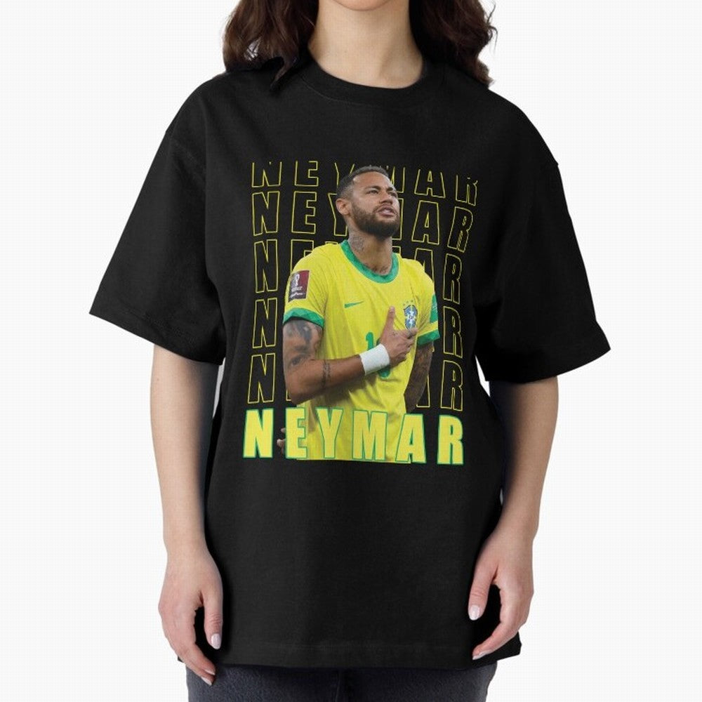 Neymar Brazil Design Oversized T-Shirt Represent the FIFA World Cup 2026 Group Stage Journey through Haaland Highlights, Argentina Pride, Vintage Soccer Flavor, Modern Football Stars, National Flags and Final Night Emotion; Created for Match Day
