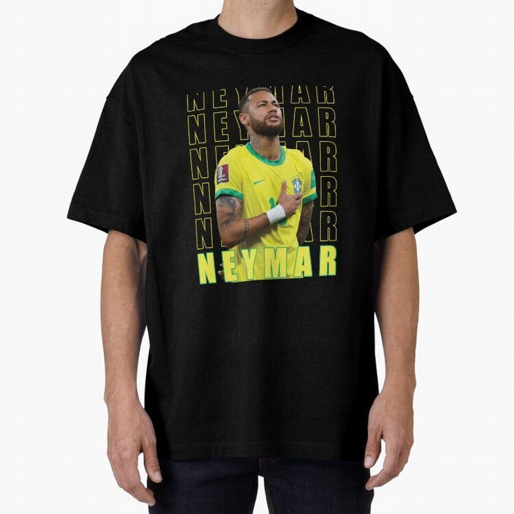 Neymar Brazil Design Oversized T-Shirt Represent the FIFA World Cup 2026 Group Stage Journey through Haaland Highlights, Argentina Pride, Vintage Soccer Flavor, Modern Football Stars, National Flags and Final Night Emotion; Created for Match Day