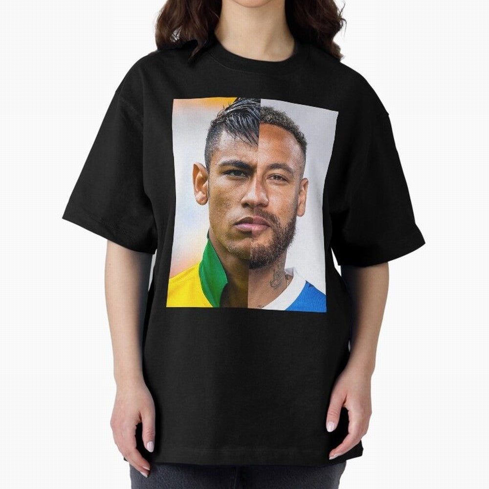Neymar Oversized T-Shirt Capture Stadium Memories from Match Day Hype around FIFA World Cup 2026 Group Stage, Neymar, Haaland and Cristiano Ronaldo, England, Vintage Soccer Flavor, Modern Football Stars, National Flags and Final Night Emotion;