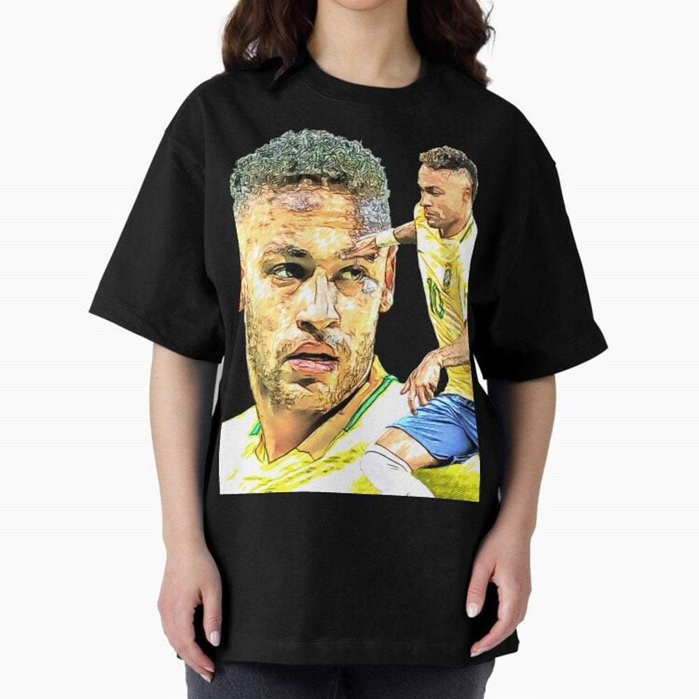 Neymar Futbol Oversized T-Shirt Celebrate Classic Football Spirit in Global Football Passion for FIFA World Cup 2026 USA Canada Mexico, Centered on Messi, Neymar and Mbappe, Portugal, Spain and Germany, Championship Spirit, Famous Goals, Roaring