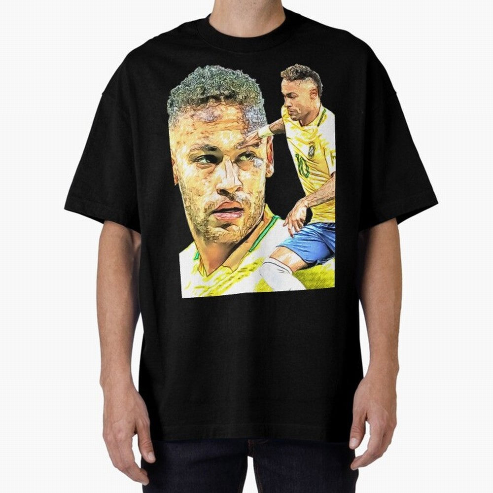 Neymar Futbol Oversized T-Shirt Celebrate Classic Football Spirit in Global Football Passion for FIFA World Cup 2026 USA Canada Mexico, Centered on Messi, Neymar and Mbappe, Portugal, Spain and Germany, Championship Spirit, Famous Goals, Roaring
