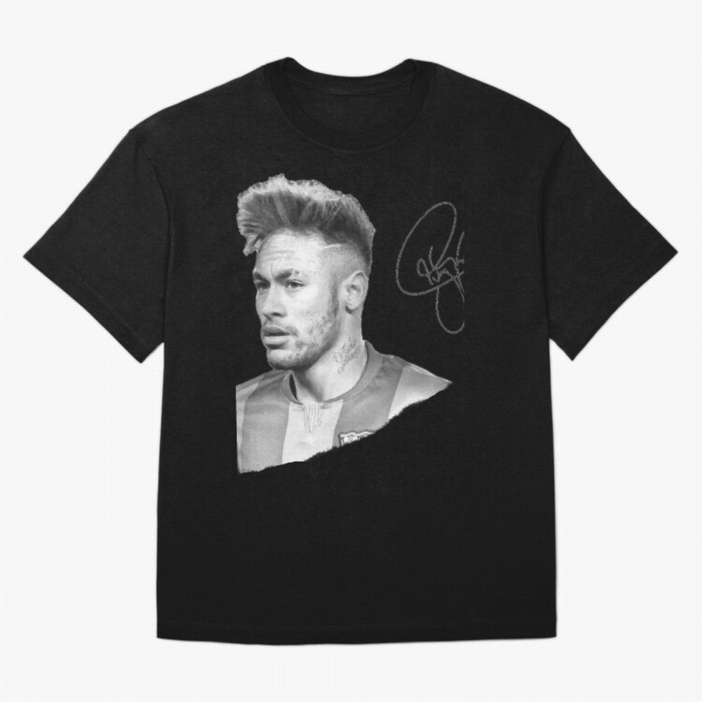 Neymar in black & white with signature Classic T-Shirt Capture the FIFA World Cup 2026 Group Stage Journey through Mbappe and Neymar Highlights, France and Portugal Pride, Vintage Soccer Flavor, Modern Football Stars, National Flags and Final Night