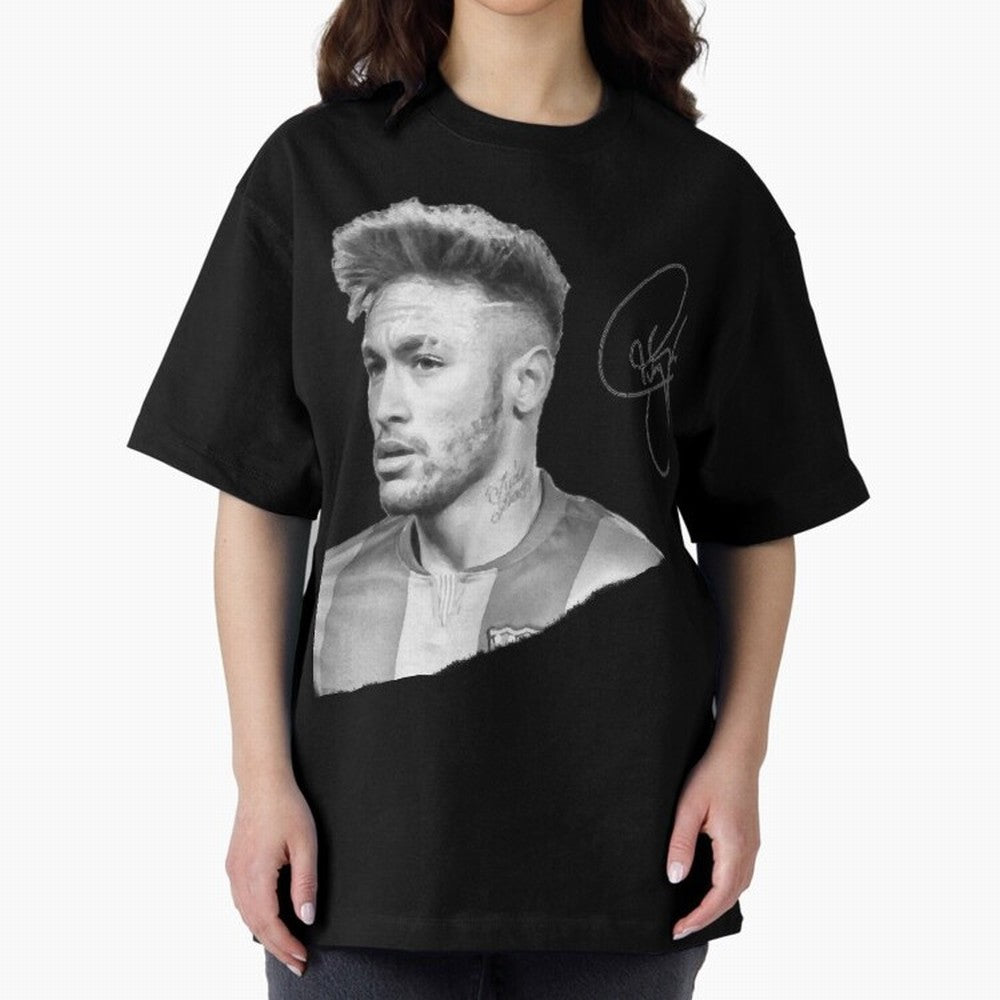 Neymar in black & white with signature Classic T-Shirt Capture the FIFA World Cup 2026 Group Stage Journey through Mbappe and Neymar Highlights, France and Portugal Pride, Vintage Soccer Flavor, Modern Football Stars, National Flags and Final Night