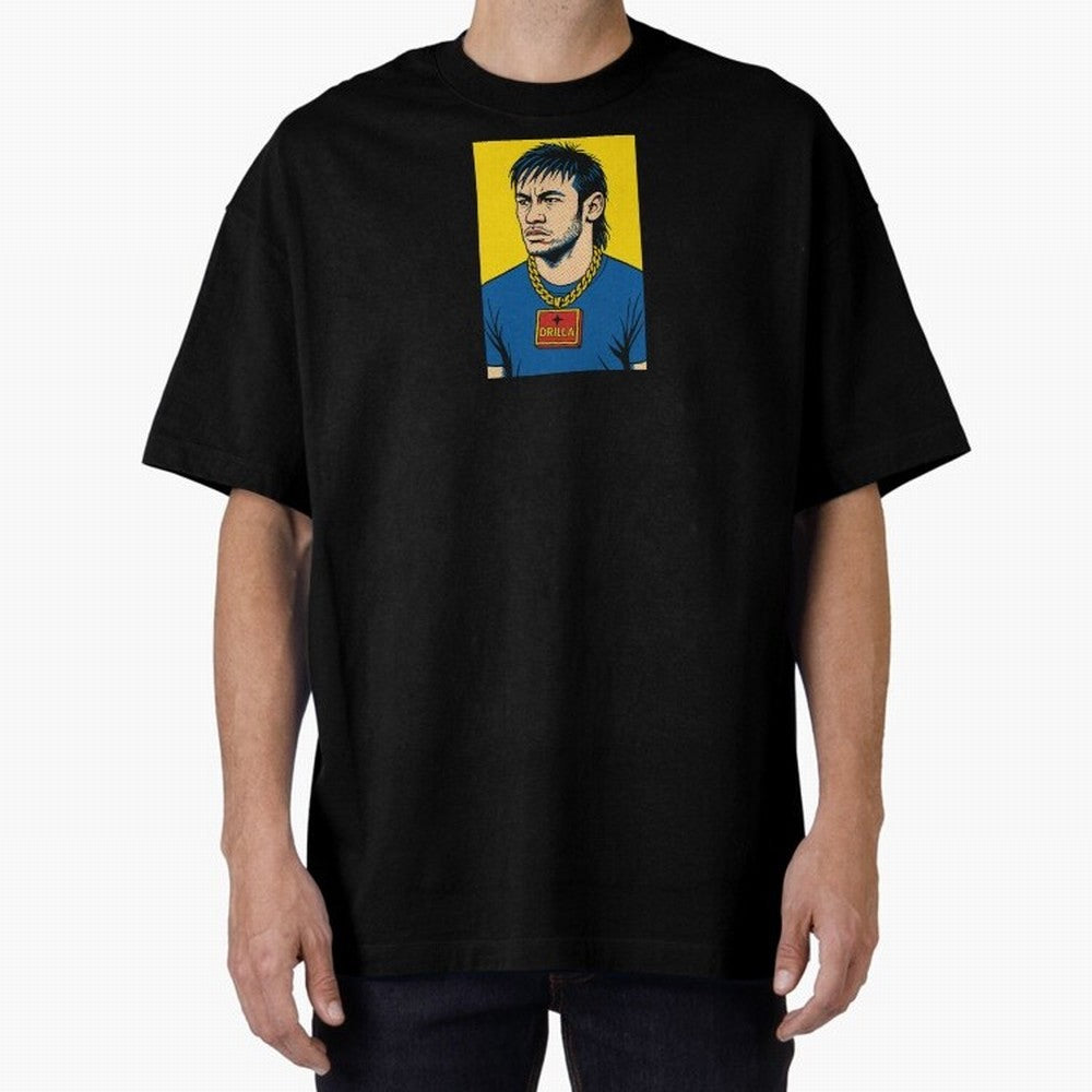 Drilla Clothing Neymar Popart Print T Shirt Oversized T-Shirt Represent Fans Who Live for Match Day Hype around FIFA World Cup 2026, Messi, Neymar and Mbappe, Spain, Soccer Culture, Superstar Moments, National Team Dreams and Competitive Fire; Made