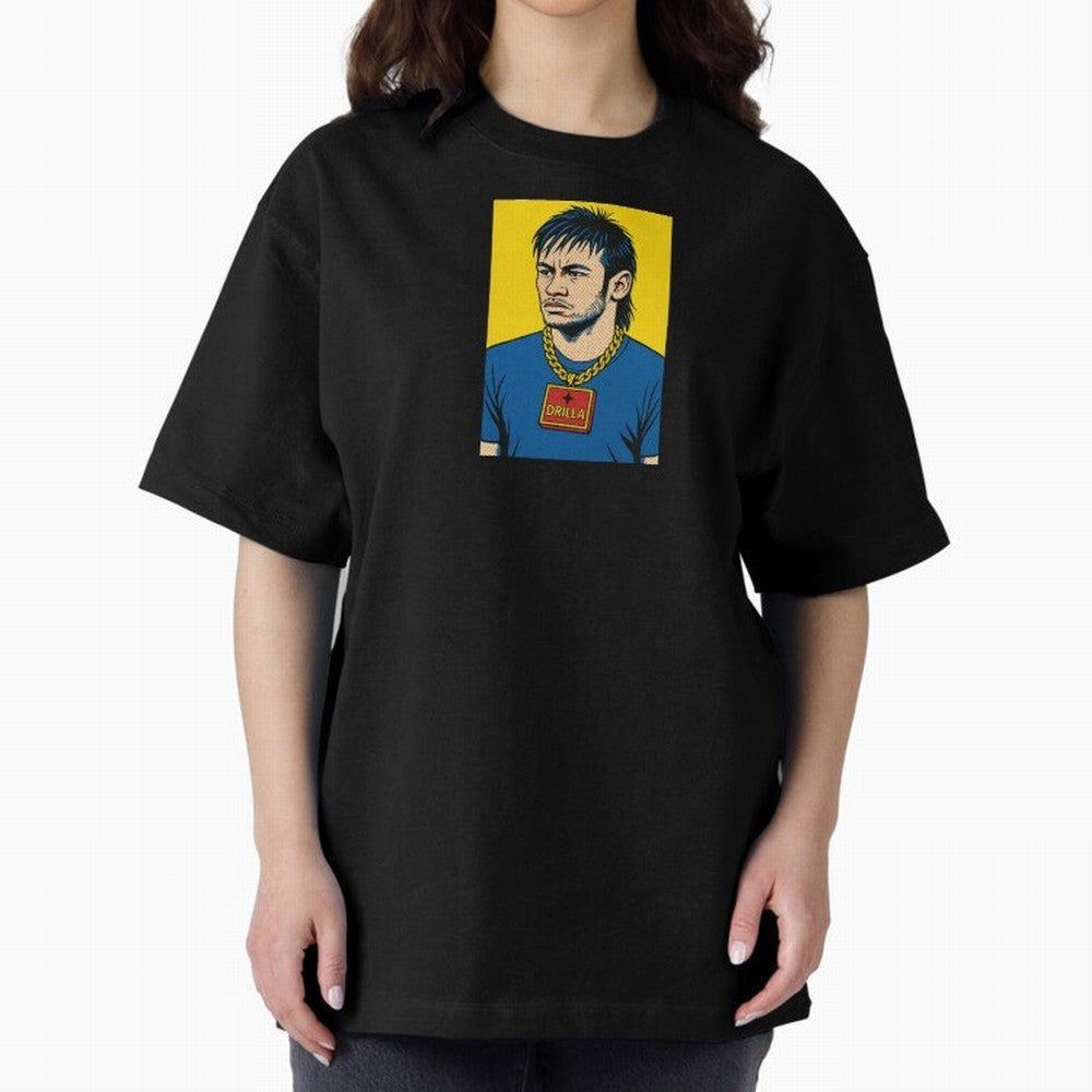 Drilla Clothing Neymar Popart Print T Shirt Oversized T-Shirt Represent Fans Who Live for Match Day Hype around FIFA World Cup 2026, Messi, Neymar and Mbappe, Spain, Soccer Culture, Superstar Moments, National Team Dreams and Competitive Fire; Made
