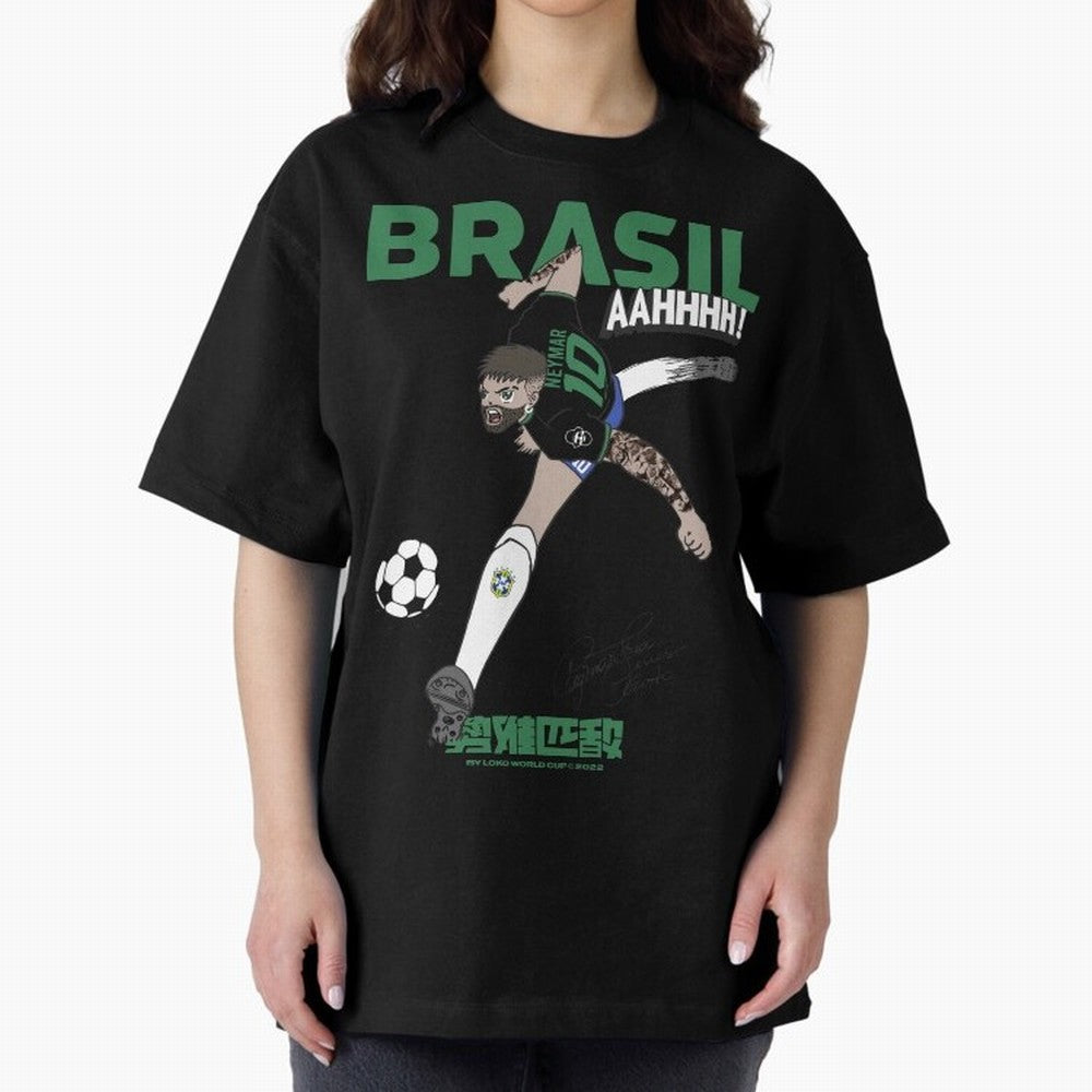 NEYMAR BRAZIL Oversized T-Shirt Celebrate Fan Culture around Global Football Passion for FIFA World Cup 2026, Made for Haaland and Mbappe, Netherlands, Supporter Pride, Iconic Celebrations, Legendary Names and Global Match Day Energy; Ideal for