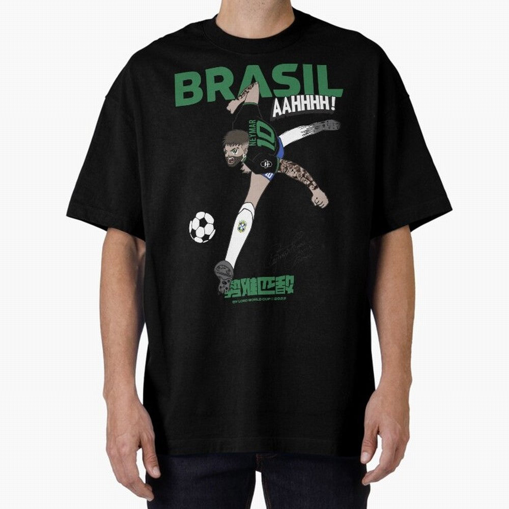 NEYMAR BRAZIL Oversized T-Shirt Celebrate Fan Culture around Global Football Passion for FIFA World Cup 2026, Made for Haaland and Mbappe, Netherlands, Supporter Pride, Iconic Celebrations, Legendary Names and Global Match Day Energy; Ideal for