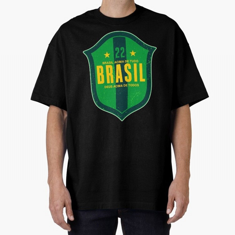 BRAS?O BRASIL 22 Oversized T-Shirt Relive the Noise and Pride of Match Day Hype around FIFA World Cup 2026 Group Stage, Neymar, Portugal, Spain and Germany, Classic Soccer Heritage, Championship Pressure, Fan Loyalty and International Pride; Made