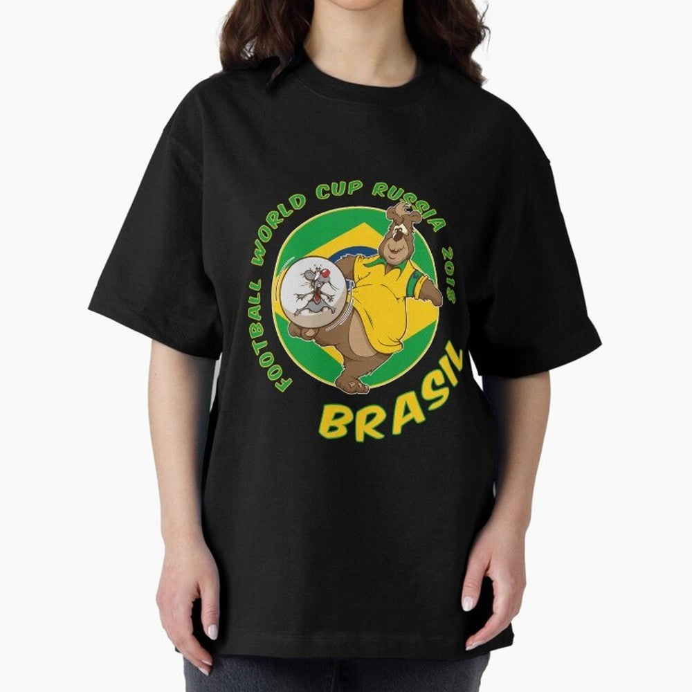 Football Russia 2018 World Cup Brazil T shirts and Merchandise Oversized T-Shirt Represent FIFA World Cup 2026 Group Stage Spirit, Highlighting Netherlands, Neymar, Game Day Rituals, Football Legends, Country Pride and the Road to the Final; Ideal