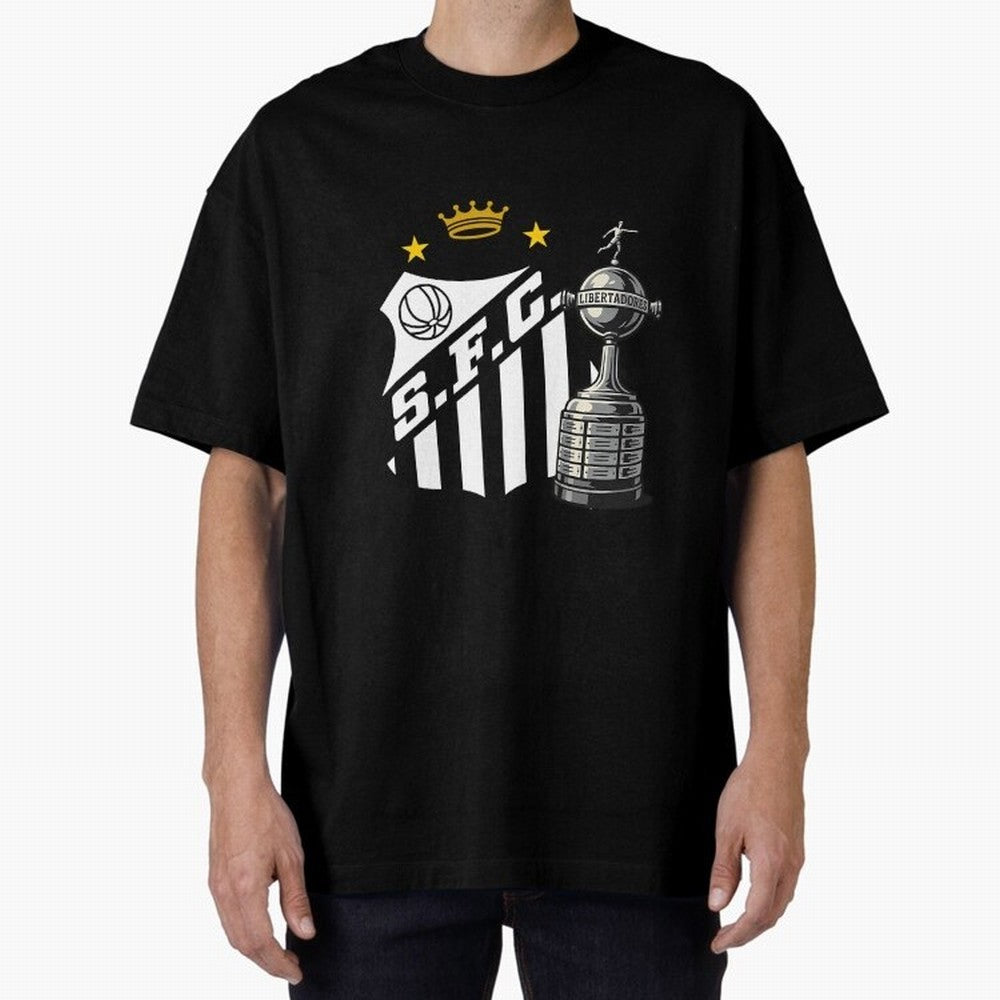 Santos Of Brazil With The Libertadores Cup Oversized T-Shirt Carry the Dream of FIFA World Cup 2026 Capturing Cristiano Ronaldo, Portugal Energy, Sports Nostalgia, International Competition, Famous Players and Unforgettable Victories; Ideal for
