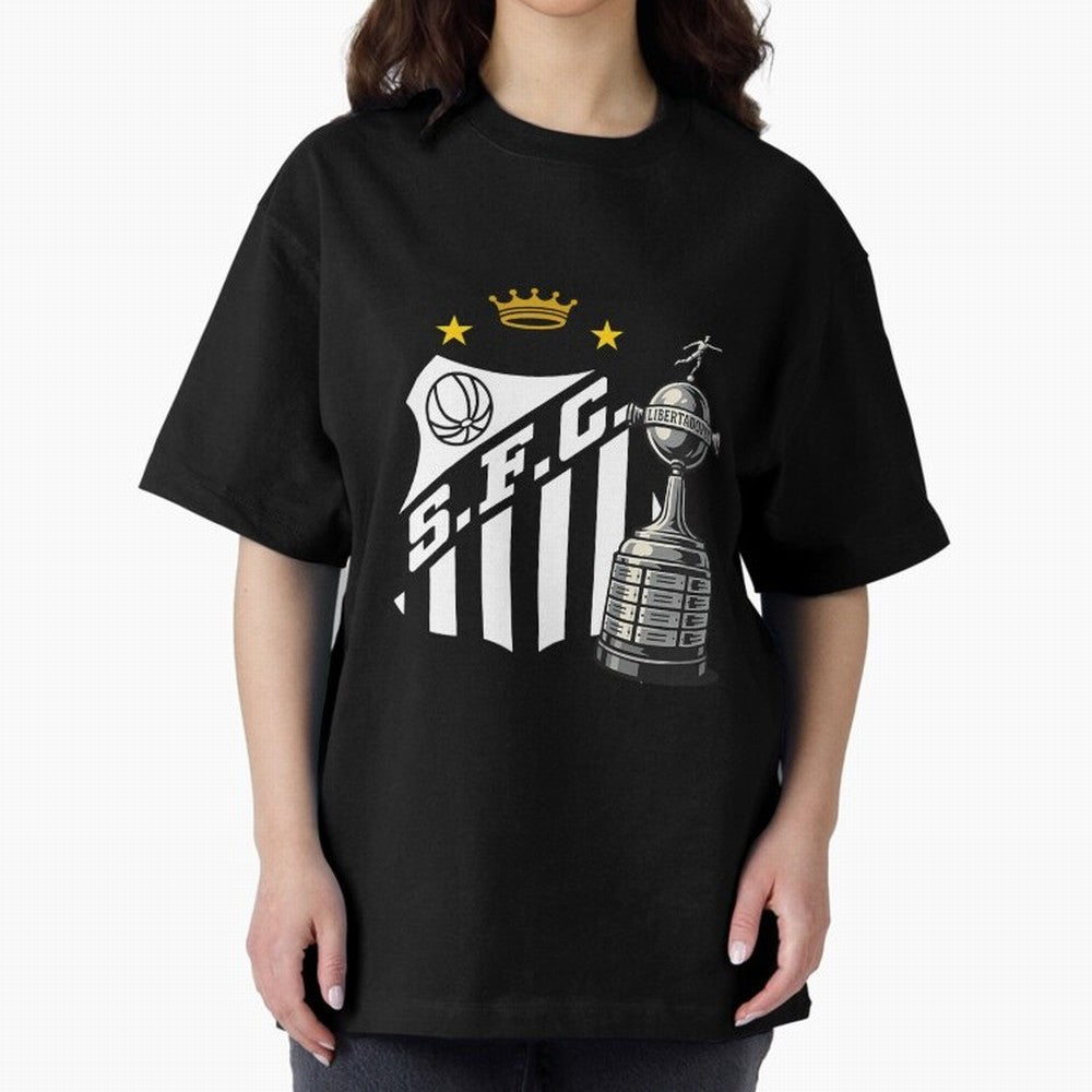 Santos Of Brazil With The Libertadores Cup Oversized T-Shirt Carry the Dream of FIFA World Cup 2026 Capturing Cristiano Ronaldo, Portugal Energy, Sports Nostalgia, International Competition, Famous Players and Unforgettable Victories; Ideal for
