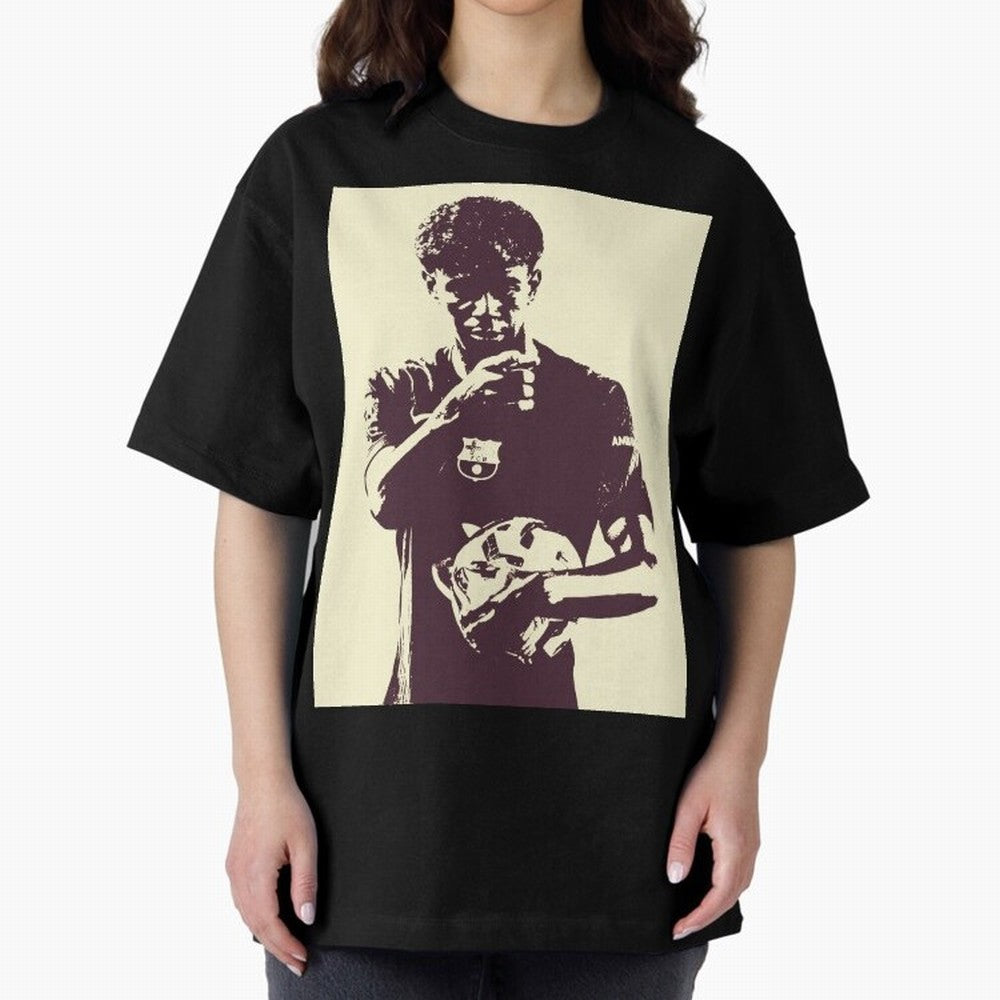 Lamine Yamal black and white Oversized T-Shirt Back Your Heroes with Global Football Passion for FIFA World Cup 2026 USA Canada Mexico, Capturing Cristiano Ronaldo, Haaland and CR7, Argentina and Brazil, Global Supporter Spirit, Legendary Goals,