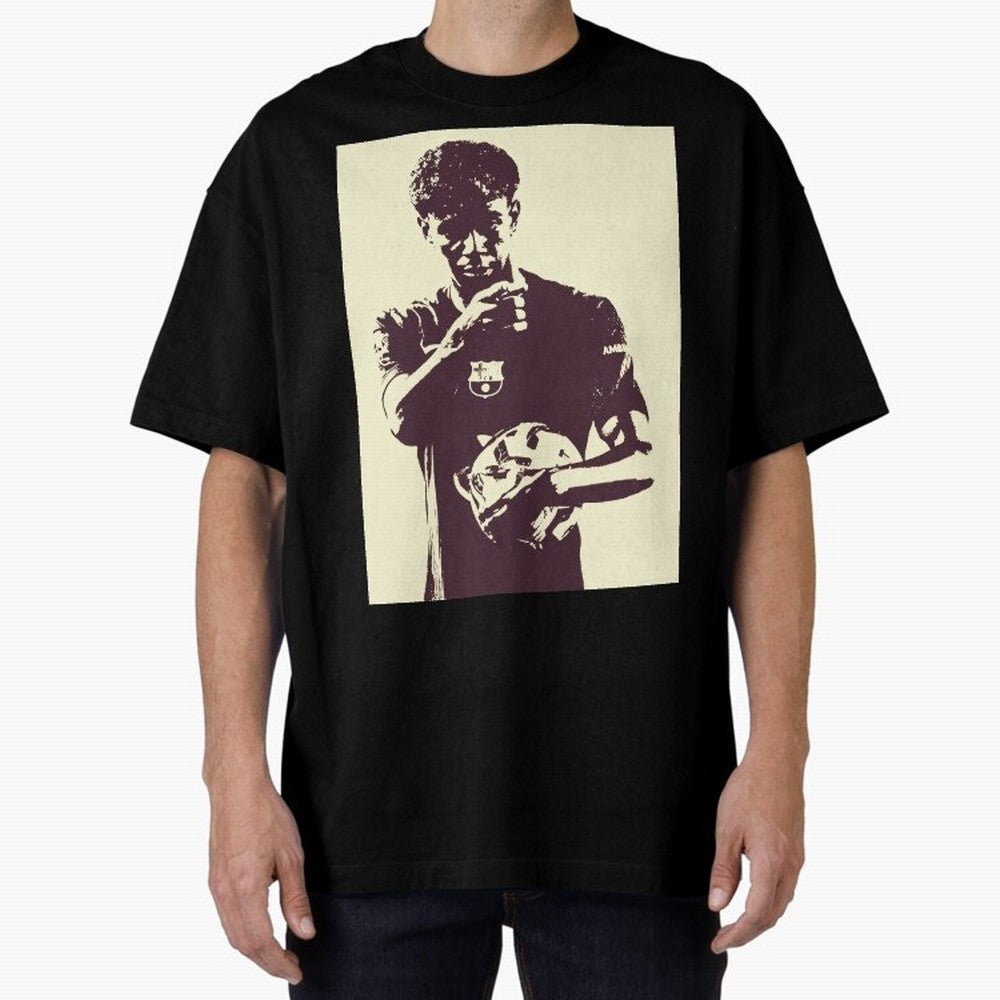 Lamine Yamal black and white Oversized T-Shirt Back Your Heroes with Global Football Passion for FIFA World Cup 2026 USA Canada Mexico, Capturing Cristiano Ronaldo, Haaland and CR7, Argentina and Brazil, Global Supporter Spirit, Legendary Goals,
