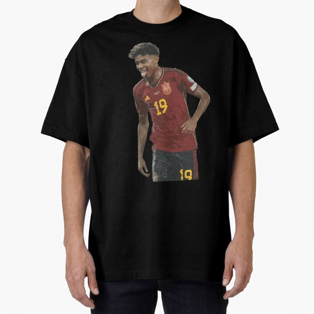 Lamine Yamal Oversized T-Shirt Show Fan Pride Across Global Football Passion for FIFA World Cup 2026, Centered on Messi, CR7 and Mbappe, Spain, Tournament Hype, Historic Matchups, Family Viewing Parties and Global Sports Pride; Perfect for People