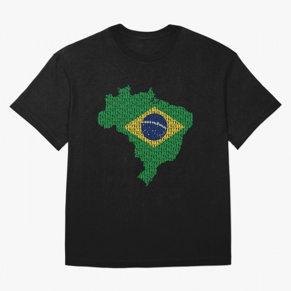 Map of Brazil (Brazil) Oversized T-Shirt Showcase Match Day Hype around FIFA World Cup 2026, Messi and Cristiano Ronaldo, France, Vintage Soccer Flavor, Modern Football Stars, National Flags and Final Night Emotion; Perfect for People Who Love