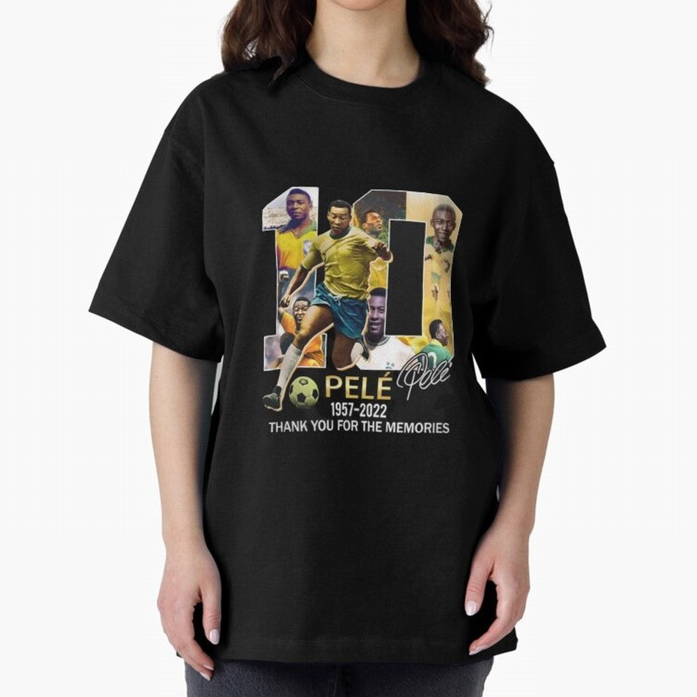 Signed Pele Shirt Oversized T-Shirt Stand with Global Football Passion for FIFA World Cup 2026, Featuring Haaland, Spain and Netherlands, Sports Nostalgia, International Competition, Famous Players and Unforgettable Victories; Made for Die Hard