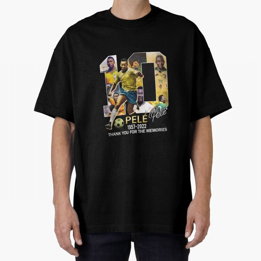 Signed Pele Shirt Oversized T-Shirt Stand with Global Football Passion for FIFA World Cup 2026, Featuring Haaland, Spain and Netherlands, Sports Nostalgia, International Competition, Famous Players and Unforgettable Victories; Made for Die Hard
